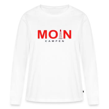 Moin Leuchtturm Campen, Nordsee, Deutschland - Frauen Premium Bio Langarmshirt - Weiß - Vorne - Julia (174cm)