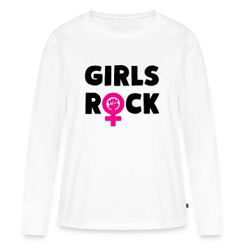 Girls Rock Girl Power - T-shirt manches longues Premium bio Femme - blanc - Devant - Julia (174cm)