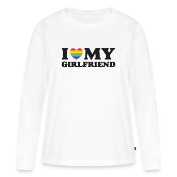 J’aime ma copine - LGBTQ - T-shirt manches longues Premium bio Femme - blanc - Devant - Julia (174cm)