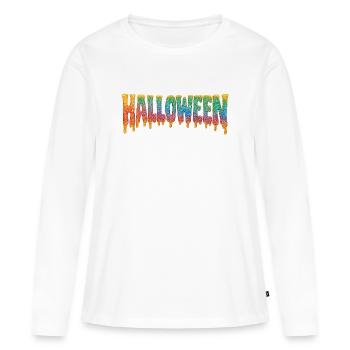 Glaçage Lettrage d’Halloween - T-shirt manches longues Premium bio Femme - blanc - Devant - Julia (174cm)