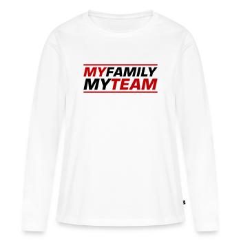 Mon équipe familiale dit - T-shirt manches longues Premium bio Femme - blanc - Devant - Julia (174cm)