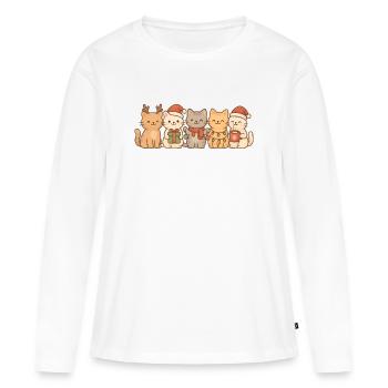 Chats, enfants, garçons, filles, Noël - T-shirt manches longues Premium bio Femme - blanc - Devant - Julia (174cm)