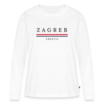 Ville de Zagreb, Croatie - T-shirt manches longues Premium bio Femme - blanc - Devant - Julia (174cm)