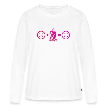 Motif floorball avec valeur de reconnaissance - T-shirt manches longues Premium bio Femme - blanc - Devant - Julia (174cm)