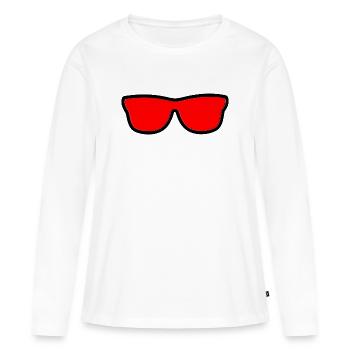 Sonnenbrille - Frauen Premium Bio Langarmshirt - Weiß - Vorne - Julia (174cm)