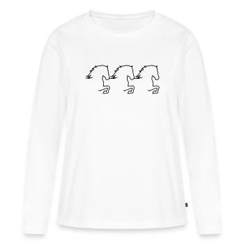 Tölter Trio - Frauen Premium Bio Langarmshirt - Weiß - Vorne - Julia (174cm)