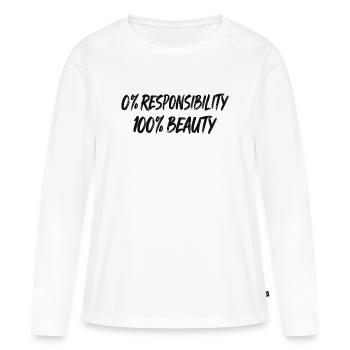 0 % Responsabilité 100 % Beauté - T-shirt manches longues Premium bio Femme - blanc - Devant - Julia (174cm)