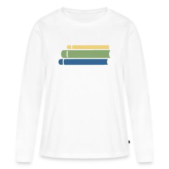 Stack of Books Colorful Flat Design - Women's Premium Organic Long Sleeve Shirt - white - Front - Julia (174cm)