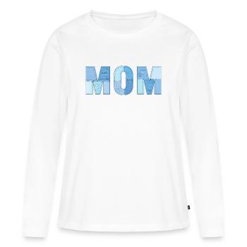 MOM Patchwork Denim Style - Women's Premium Organic Long Sleeve Shirt - white - Front - Julia (174cm)