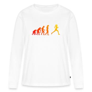 Idée cadeau pour une course à pied - T-shirt manches longues Premium bio Femme - blanc - Devant - Julia (174cm)
