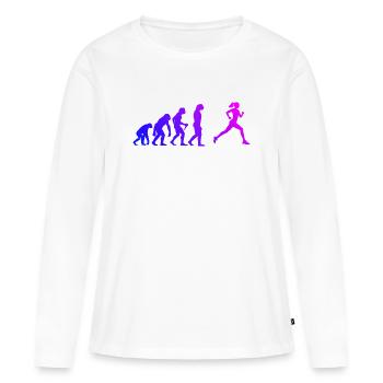 Idée cadeau pour une course à pied - T-shirt manches longues Premium bio Femme - blanc - Devant - Julia (174cm)