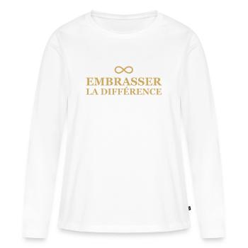 Infini Amour Embrasser la Différence - T-shirt manches longues Premium bio Femme - blanc - Devant - Julia (174cm)