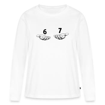Six Seven Hands Meme - 6 7 - Ziehen der Hände - Frauen Premium Bio Langarmshirt - Weiß - Vorne - Julia (174cm)