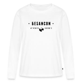 Besancon France Coordonnées Gps Globe - T-shirt manches longues Premium bio Femme - blanc - Devant - Julia (174cm)