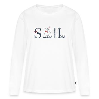 SAIL – Maritimes Typografie Design - Frauen Premium Bio Langarmshirt - Weiß - Vorne - Julia (174cm)