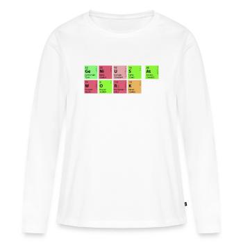 genius at work - Frauen Premium Bio Langarmshirt - Weiß - Vorne - Julia (174cm)
