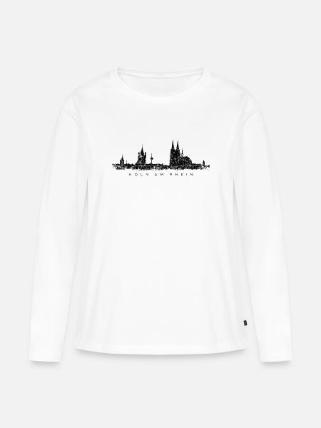 Köln am Rhein Kölner Skyline (Vintage Schwarz) - Frauen Premium Bio Langarmshirt - Weiß