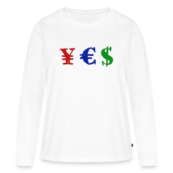 Yen Euro Dollar - YES - Women's Premium Organic Long Sleeve Shirt - white - Front - Julia (174cm)