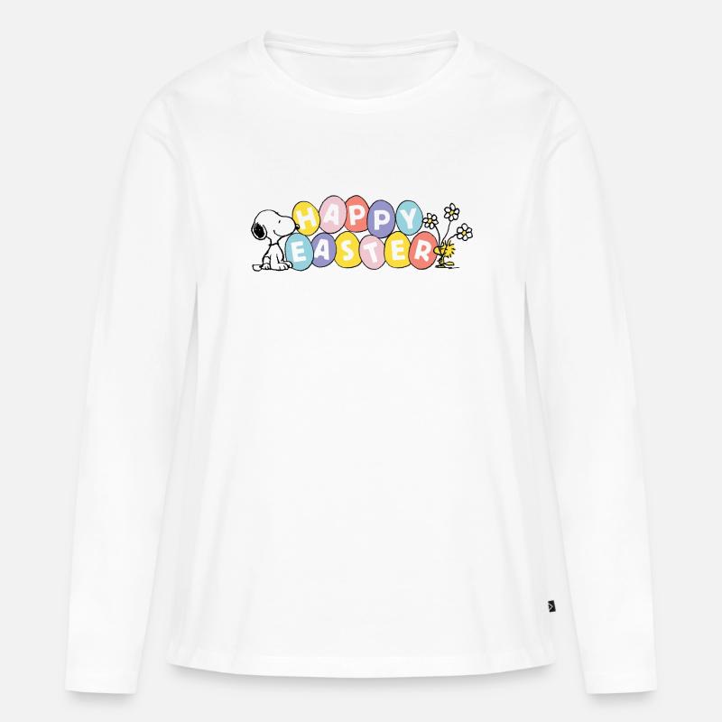 Peanuts Snoopy Happy Easter Ostern - Frauen Premium Bio Langarmshirt - Weiß
