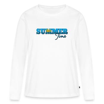 Heure d'été - T-shirt manches longues Premium bio Femme - blanc - Devant - Julia (174cm)
