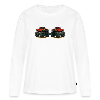 Monster-Truck Duell Im Schlamm - Frauen Premium Bio Langarmshirt - Weiß - Vorne - Julia (174cm)