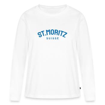 St. Moritz - Suisse - Switzerland - Swiss - Women's Premium Organic Long Sleeve Shirt - white - Front - Julia (174cm)