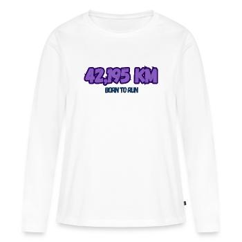 42,195 km. Marathon - T-shirt manches longues Premium bio Femme - blanc - Devant - Julia (174cm)