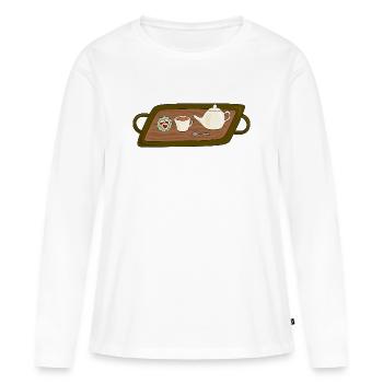 Illustration du plateau du thé - T-shirt manches longues Premium bio Femme - blanc - Devant - Julia (174cm)