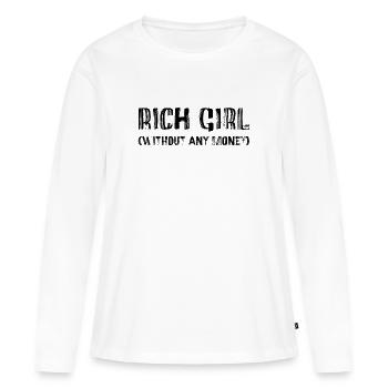 Fille riche – Sans aucun relevé d’argent - T-shirt manches longues Premium bio Femme - blanc - Devant - Julia (174cm)