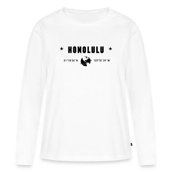 Honolulu, Hawaï, coordonne la planète Terre - T-shirt manches longues Premium bio Femme - blanc - Devant - Julia (174cm)