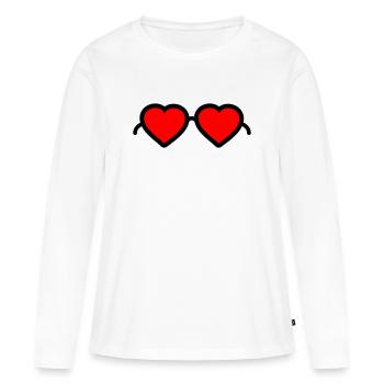 Lunettes pour cœur - T-shirt manches longues Premium bio Femme - blanc - Devant - Julia (174cm)