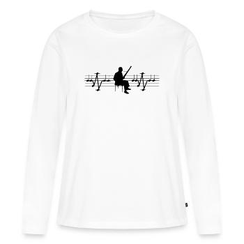 ECG de basson de Notes Hearbeat Heartbeat Bassoniste - T-shirt manches longues Premium bio Femme - blanc - Devant - Julia (174cm)