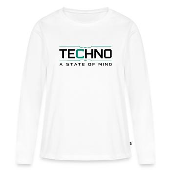 Techno - Un état d’esprit - T-shirt manches longues Premium bio Femme - blanc - Devant - Julia (174cm)