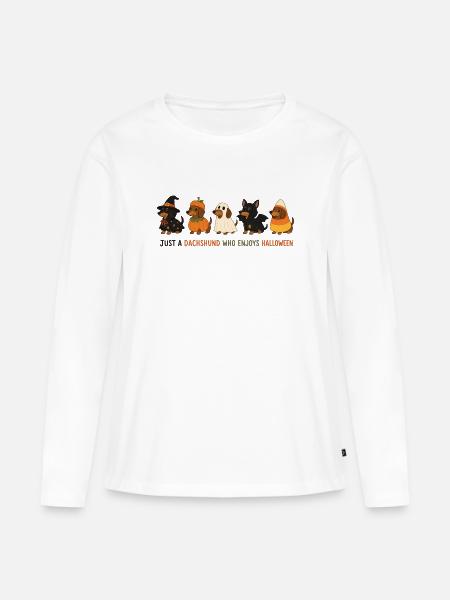 Dackel-Halloween-Crew - Frauen Premium Bio Langarmshirt - Weiß