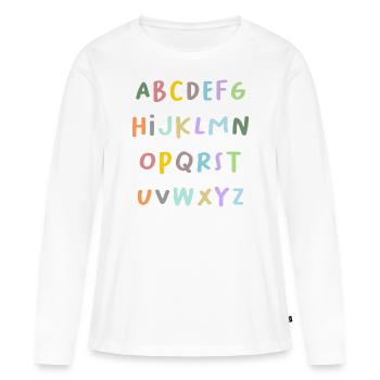 ALPHABET. ABÉCÉDAIRE. VIVE LA RENTRÉE. RENTRÉE DES - T-shirt manches longues Premium bio Femme - blanc - Devant - Julia (174cm)