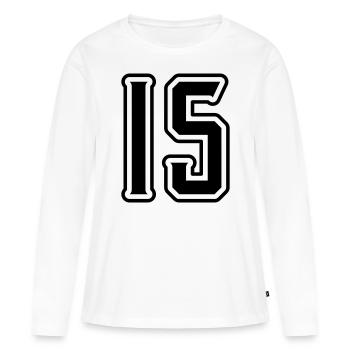 Symbole de 15 chiffres - T-shirt manches longues Premium bio Femme - blanc - Devant - Julia (174cm)