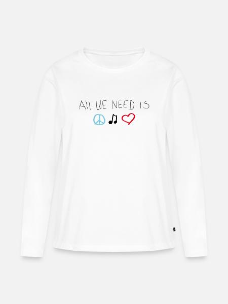Peace, love & music - Frauen Premium Bio Langarmshirt - Weiß