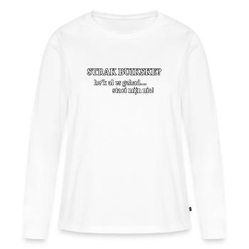 Enger Bauch? - Frauen Premium Bio Langarmshirt - Weiß - Vorne - Julia (174cm)