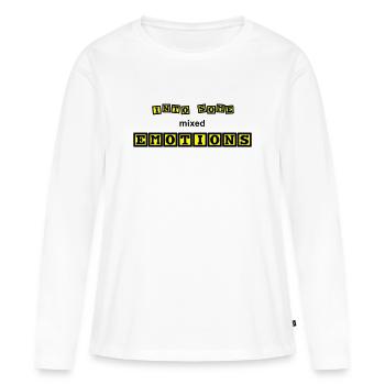 Émotions mitigées - T-shirt manches longues Premium bio Femme - blanc - Devant - Julia (174cm)
