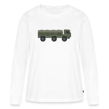 Camion militaire - T-shirt manches longues Premium bio Femme - blanc - Devant - Julia (174cm)