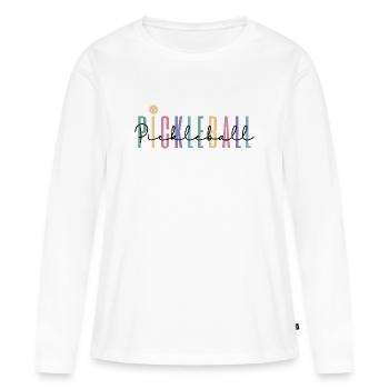 Pastel Rainbow Pickleball Player - Women's Premium Organic Long Sleeve Shirt - white - Front - Julia (174cm)