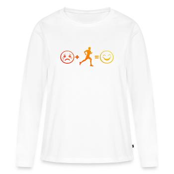 Idée cadeau pour une course à pied - T-shirt manches longues Premium bio Femme - blanc - Devant - Julia (174cm)