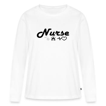 Nurse_Black - Women's Premium Organic Long Sleeve Shirt - white - Front - Julia (174cm)
