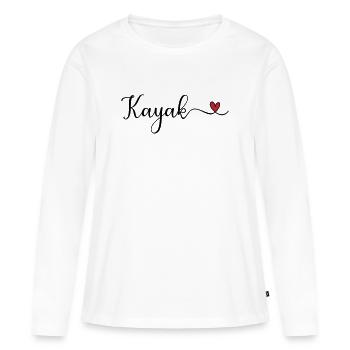 Niedliches Kajakherz-Design - Frauen Premium Bio Langarmshirt - Weiß - Vorne - Julia (174cm)
