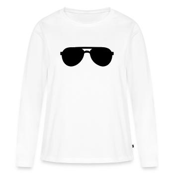 Sonnenbrille - Frauen Premium Bio Langarmshirt - Weiß - Vorne - Julia (174cm)