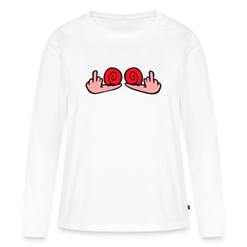 escargot majeur insulte branleur baise toi - T-shirt manches longues Premium bio Femme - blanc - Devant - Julia (174cm)