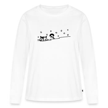 Cute cat in the snow - Women's Premium Organic Long Sleeve Shirt - white - Front - Julia (174cm)