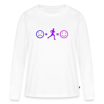 Idée cadeau pour une course à pied - T-shirt manches longues Premium bio Femme - blanc - Devant - Julia (174cm)