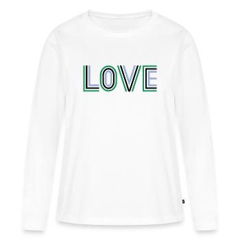 Rétro vert noir bleu score de tennis amour - T-shirt manches longues Premium bio Femme - blanc - Devant - Julia (174cm)