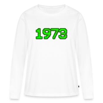 1973 - T-shirt manches longues Premium bio Femme - blanc - Devant - Julia (174cm)
